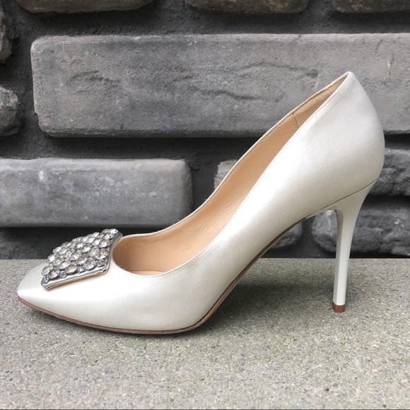 Kate Spade Ivory Satin Rhinestone Pumps NEW sz 10 - Picture 6 of 12
